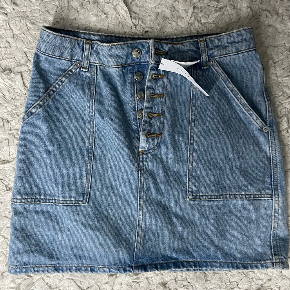 Topshop Denim Button Up Skirt